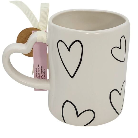 Rae Dunn Sweet Hearts Ivory‎ Ceramic Coffee Mug 16oz Double Sided Design - Picture 2 of 10